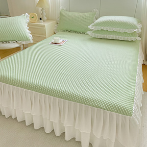 DouDou Ice Silk Cooling Mat 2024 New Summer Student Dormitory <b>Single</b> Washable Bed <b>Sheet</b> Mat 3-Piece Set - Product Image 4