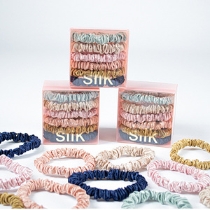 All'ingrosso di lusso 100% 6A di seta di gelso elastici per capelli Scrunchy 22 Momme di seta lucida 1cm per capelli elastici per ragazze - Product Image 1