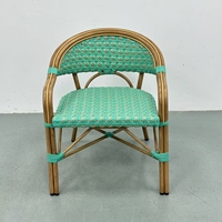 Chaise de jardin en rotin tressé turquoise, résistante aux UV, fauteuil de bistrot pour terrasse extérieure