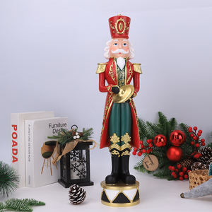 Novidade Redeco: Figuras Musicais de Quebra-Nozes em Resina com Design de Tambor e Prato, Conjunto de Presentes de Natal em Vermelho, Verde e Dourado - Product Image 3