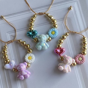 LS-B5949 Charm Colorati per Braccialetti, Adorabili Bracciali con Orsetti per Donne e Ragazze, Bracciale Regolabile Dorato Nuovo - Product Image 1