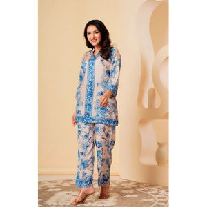 Ensemble coordonné en tissu doux, confortable à porter toute la journée, ensemble coordonné en coton imprimé, ensemble décontracté élégant pour l'été, fabriqué par le fabricant à prix de gros - Product Image 1