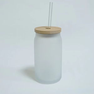 つや消し白昇華ブランク16オンス缶型ビールグラス蓋付き飲料飲料用 - Product Image 3