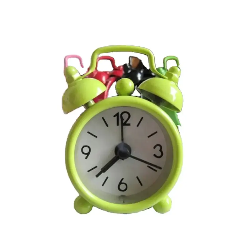 Jam Alarm portabel luar ruangan, Jam Alarm nomor panggil kartun Mini lucu untuk meja bulat luar ruangan rumah