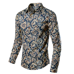 <span class=keywords><strong>Camicie</strong></span> floreali da <span class=keywords><strong>uomo</strong></span> a manica lunga Casual con bottoni a <span class=keywords><strong>fiori</strong></span> stampate <span class=keywords><strong>camicie</strong></span> 100% cotone cs11 - Product Image 1