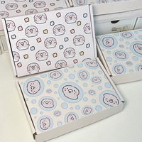 Boîte d'expédition ondulée imprimée motif bulles et phoques pastel, style dessin animé mignon, pour colis cadeaux faits main et petits articles