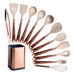 13 Pieces <b>Cooking</b> <b>Utensils</b> Kitchen Tools Rose Gold Handle Spoon <b>Set</b> Silicone Kitchen <b>Utensils</b> <b>Set</b> for <b>Cooking</b> - Product Image 1