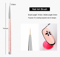 Ensemble de 3 pinceaux à liner pour nail art en nylon flexible sans perte de poils, avec manche en métal marbré, pour manucure professionnelle