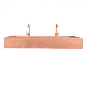 Медная плавающая раковина ручной работы, настенная прямоугольная для современной ванной комнаты - Product Image 6