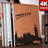 Carnet de croquis portable 4K, papier à dessin 160g, 30 feuilles, carnet vierge pour le croquis, la pratique à domicile, le dessin à la main et la création artistique