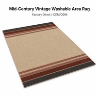 Moderner Geometrischer Streifen-Teppich Beige Grundfarbe Mit Rostrot und Grauem Fischgrätmuster Langlebiger Maschinenwaschbarer Flächenteppich