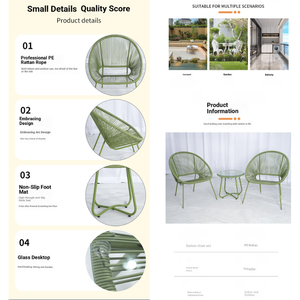 Set <span class=keywords><strong>da</strong></span> <span class=keywords><strong>Giardino</strong></span> Moderno e Leggero in Rattan, Sedia Impilabile Confortevole, Tavolino <span class=keywords><strong>da</strong></span> Caffè, Arredamento <span class=keywords><strong>da</strong></span> Esterno Durevole - Product Image 6
