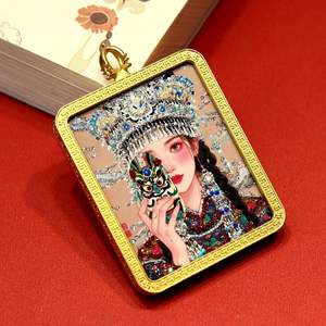 Handgeschilderde Gouden Thangka Gau Box Zha Ji La Mo Hanger Legering Thangka Case - Product Image 5