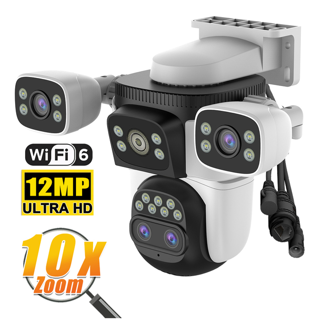 2025 Exclusive Private Model CS621ZS 12MP CMOS Sensor Four Lens 10X Zoom Dome Security Camera AI Auto Tracking IP66 Outdoor WIFI