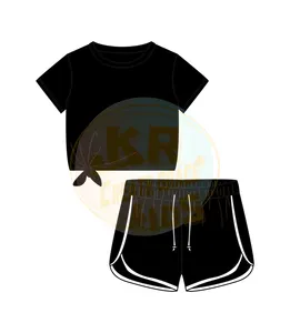 Logo personnalisé ensemble décontracté pour enfants couleur unie garçons filles vêtements de yoga costume confort vêtements de sport moût ensembles de yoga sport