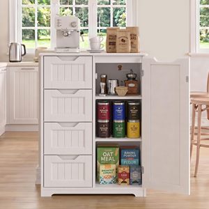 SENYU White <b>Kitchen</b> <b>Pantry</b> <b>Cabinet</b> With Drawers And Shelves Multi Functional Storage Unit Modern Design - Product Image 1