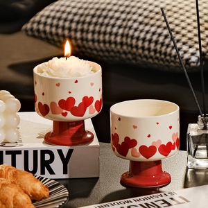 Taza de Postre con Forma de Corazón, Taza de Helado de Cerámica con Base, Taza de Pudín de Porcelana - Product Image 3