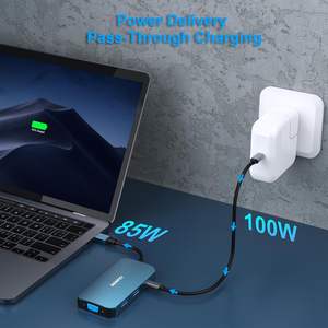 벤페이 USB C MST 허브 8 In1 (2 * HDMI/1 * VGA, 3 * USB 3.0/100W 전원 공급/3.5mm Aux 오디오 포함), iPhone 15 와 호환 가능 - Product Image 5