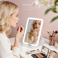Miroir de maquillage LED pliable avec interrupteur, angle réglable, HD, clair, portable, miroir de beauté de table