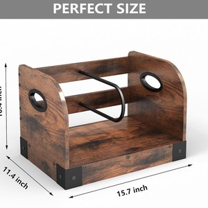 Wooden Portable Vinyl Record Holder <b>Desktop</b> Album Rack Cd Storage <b>Shelf</b> With Metal Handle For Home Office Use - Product Image 5