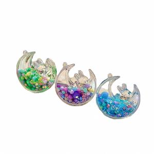Transparent Acrylic Keychain Colorful Bean Star Moon Rabbit Night Glow Sand Bottle Oil in <b>Key</b> <b>Chain</b> Accessories Wholesale - Product Image 6