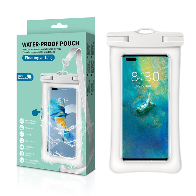 IPX8 Floating Phone Dry Bag with Dual Sealing Clips & Air Chambers, TPU Waterproof Pouch Paper Box Packaging