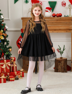 Vestido Formal Personalizado para Niñas Directo de Fábrica, Nuevo Vestido de Princesa de Malla con Manga Larga de Encaje 2026, Ropa para Actuaciones Navideñas Infantiles - Product Image 2