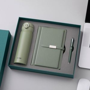 Diario Personalizado de Lujo, Cuaderno de Cuero PU Blanco, Juego de Regalo en Caja, Regalo Empresarial, Termo, Juego de Regalo con Bolígrafo y Botella de Agua - Product Image 4