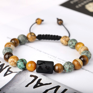 Braccialetto dell'Amicizia in Pietra Naturale Intrecciata <span class=keywords><strong>con</strong></span> 12 Segni Zodiacali e Perline in Agata per Donne e Uomini - Product Image 2