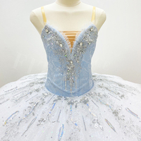 T0968 jupe à motifs argentés bleu clair pour enfants adultes service personnalisé vêtements de danse de scène tutu de ballet professionnel