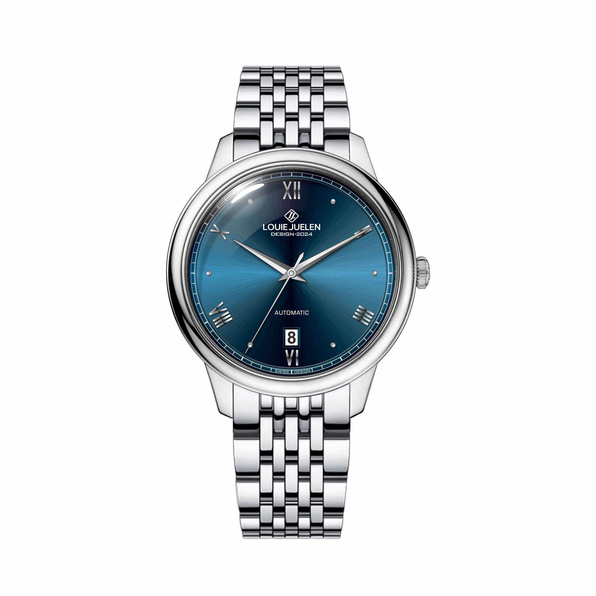 เข็มขัดเหล็กเล็บสีเงินเคสสีฟ้า L-9494