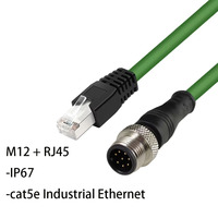 Cable de Señal Industrial Cat5e con Carcasa de PVC Impermeable y Blindada, Conector Macho M12 8P de Latón a RJ45, Precio al por Mayor, IP67