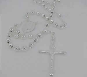 Religieux plaqué argent véritable solide poli, collier de <span class=keywords><strong>chapelet</strong></span> catholique lourd Tranish bijoux gratuits, chaîne de boule de perle de <span class=keywords><strong>chapelet</strong></span> - Product Image 5