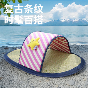 Tapis rayé pour animaux de compagnie avec coussin rafraîchissant pour chats et chiens, nid confortable pour l'été - Product Image 4