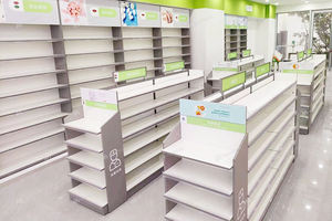 02-DYJYS010-P1 Lemari Pajangan Apotek Kayu Putih Kustom untuk Perabotan Pajangan Apotek dan Desain Toko - Product Image 6