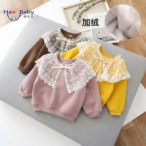 Hao 宝宝冬季新款韩版女孩保暖天鹅绒婴儿服装刺绣毛衣