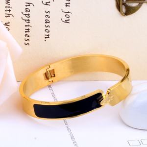 Bracelet unisexe en acier inoxydable anti-allergique style froid, patchwork noir/doré, accessoires de mode pour femme - Product Image 4