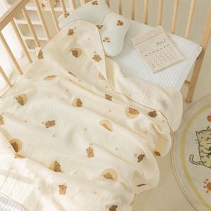 Haute qualité bébé couette 4 couches confortable Lion ours Swaddle bébé blanc mousseline couverture de couchage mousseline Swaddle couvertures pour bébé - Product Image 3