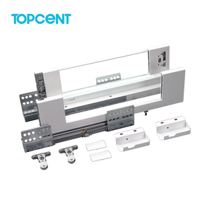 Gabinete de cocina de muebles de aluminio Topcent con acabado Gris de canal de cajón de vidrio blanco para uso en exteriores y dormitorios - Product Image 6