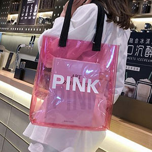 <span class=keywords><strong>Sac</strong></span> <span class=keywords><strong>de</strong></span> <span class=keywords><strong>plage</strong></span> d'été en plastique transparent imperméable <span class=keywords><strong>de</strong></span> couleur bonbon <span class=keywords><strong>Sac</strong></span> à main fourre-tout en PVC transparent pour femmes avec motif <span class=keywords><strong>de</strong></span> lettres - Product Image 1