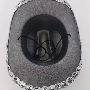 Sombrero de Vaquero Negro de Color Sólido, Fibra Modal, Unisex, Estilo Occidental, para Fiestas, Protección Solar, Cuatro Estaciones - Product Image 4