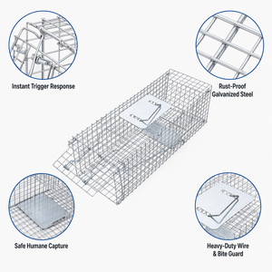 Trampa para Topos y Ratas S - Malla de Acero Galvanizado de 2mm, Captura y Liberación Humana para Control de Roedores <span class=keywords><strong>en</strong></span> Jardín y Patio - Product Image 3