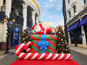 Inflable Navideño Resistente al Agua <span class=keywords><strong>para</strong></span> Exteriores, Publicidad Navideña, Santa Claus en Trineo con Bastón de Caramelo, Caja de Regalo Inflable - Product Image 1
