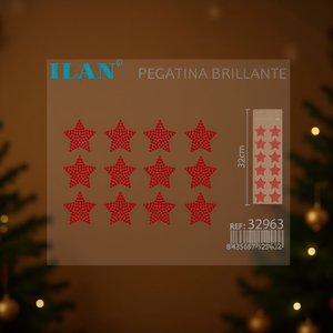 Adesivo Stella Glitterata ILAN 32cm Rosso Decorativo - Product Image 2