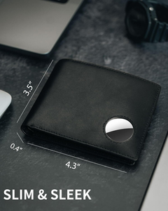 Portefeuille fin en cuir PU, porte-cartes, bifold, anti-RFID, pour poche avant, compatible avec AirTag, idéal pour les voyages - Product Image 4