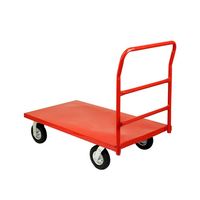Chariot à outils industriel OEM robuste à grande plateforme, cadre métallique à barre simple, quatre roues en PU, capacité de 1000 kg