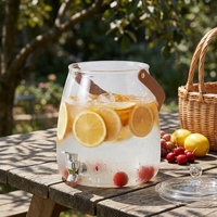 Pichet d'eau portable léger en PET transparent de qualité alimentaire, grande capacité, avec poignée, infuseur à fruits et bec verseur anti-goutte