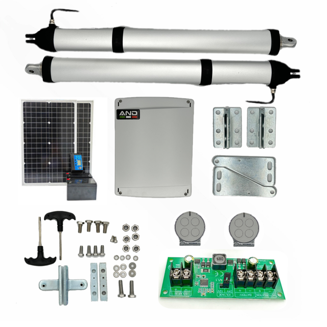And Low Consumption ALPI+ID210 24V DC Solar Swing Motor Gate Opener with Automatic Swing and Remote Control 76x16.5x6CM