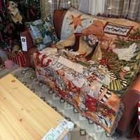 Joyeux Noël, couverture tissée originale suédoise Paterson et Fanta Cat, motif brodé, jeté de Noël, tapisserie