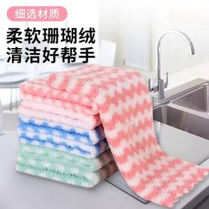 Vente en gros de torchons en microfibre corail à effet vague, essuie-vaisselle absorbants, tampons à récurer antiadhésifs pour cuisine et ménage, et tampons à récurer pour vaisselle. - Product Image 4